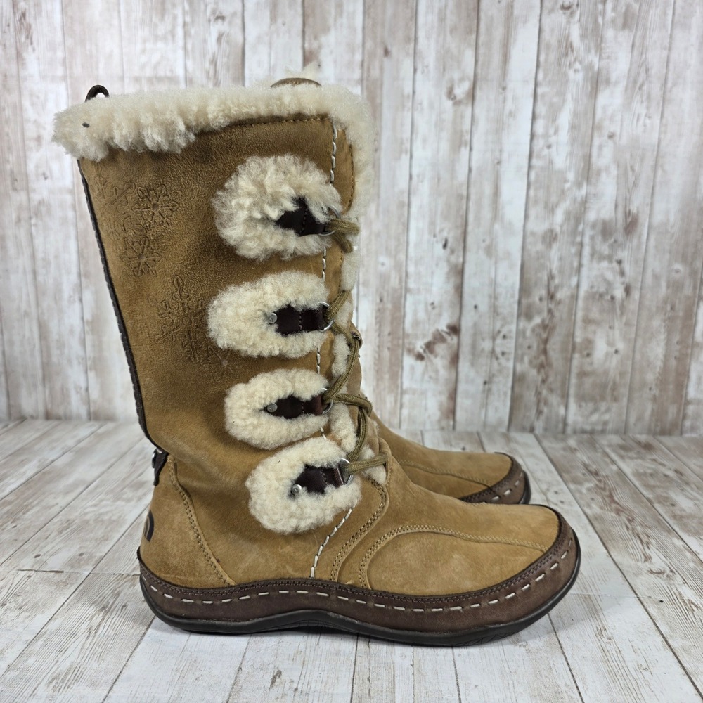 The North Face Women Tan Suede Waterproof Primaloft Winter Boots ACQBF33 Size 8